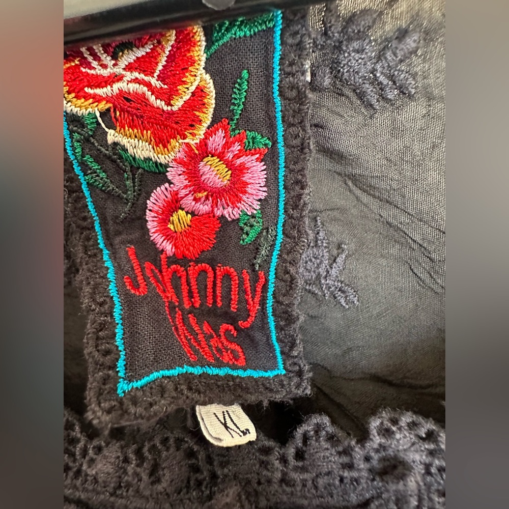 Johnny Was Embroidered Crochet-Trim floral Tunic Dress XL bohemian - Picture 4 of 13